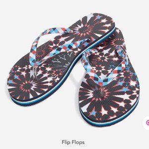 Vera Bradley Patriotic Firecrackers Flip Flops Large NWT